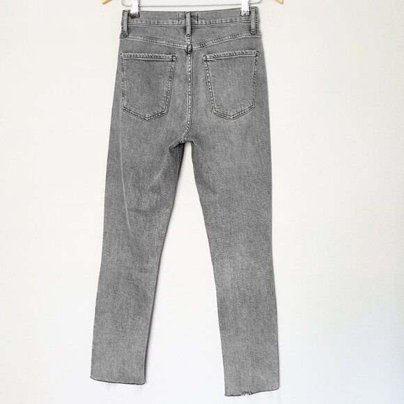 AGOLDE‎ Nico High Waist Rise Slim Jeans Risk Grey Stone Wash 25 Raw Hem $198 - Picture 4 of 16